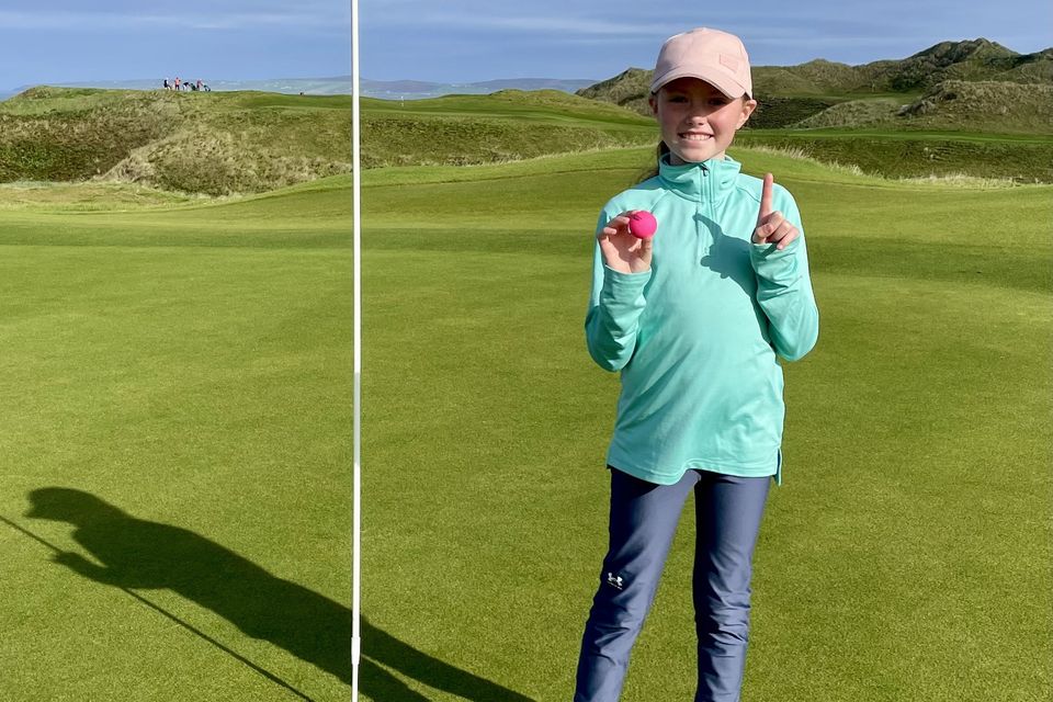 Nine-year-old Marianne Langford pictured after scoring a hole-in-one at Tralee Golf Club during a junior competition at the weekend.